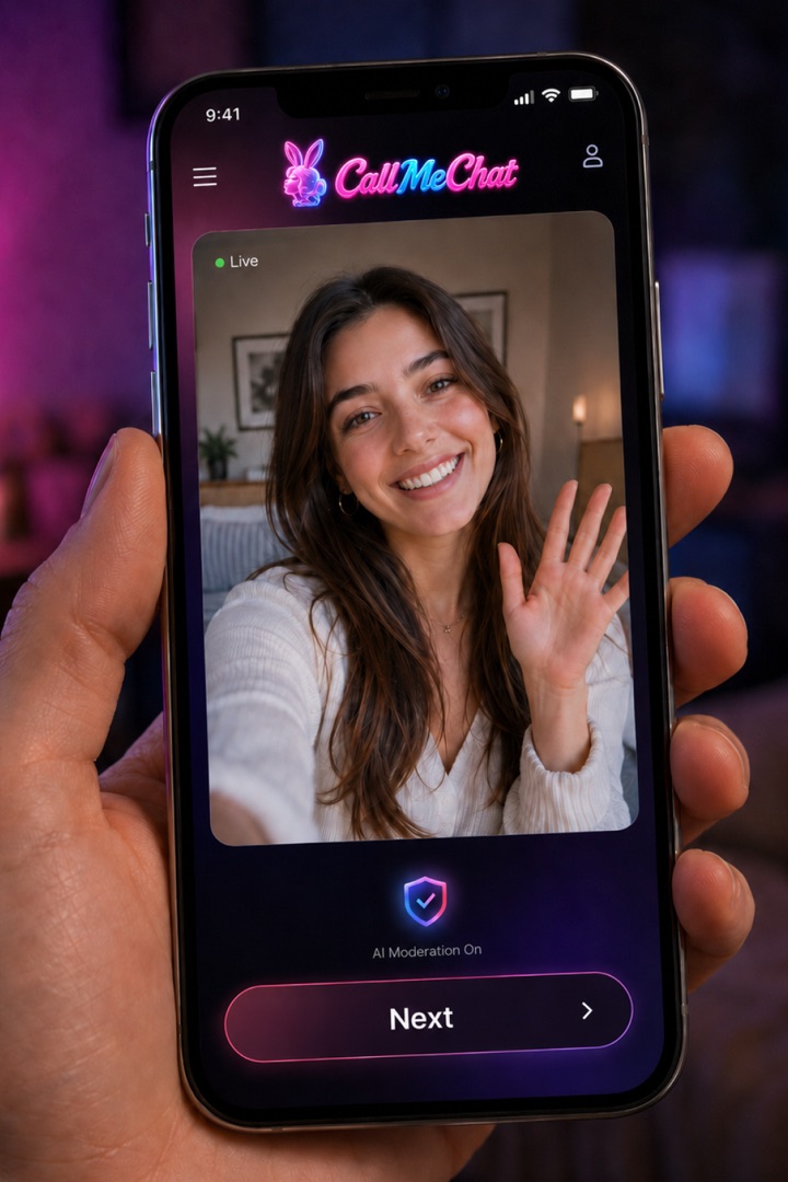 CallMeChat - Clean video chat interface with AI moderation